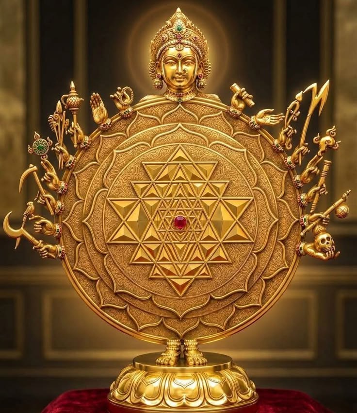 Golden Sri Yantra deity idol